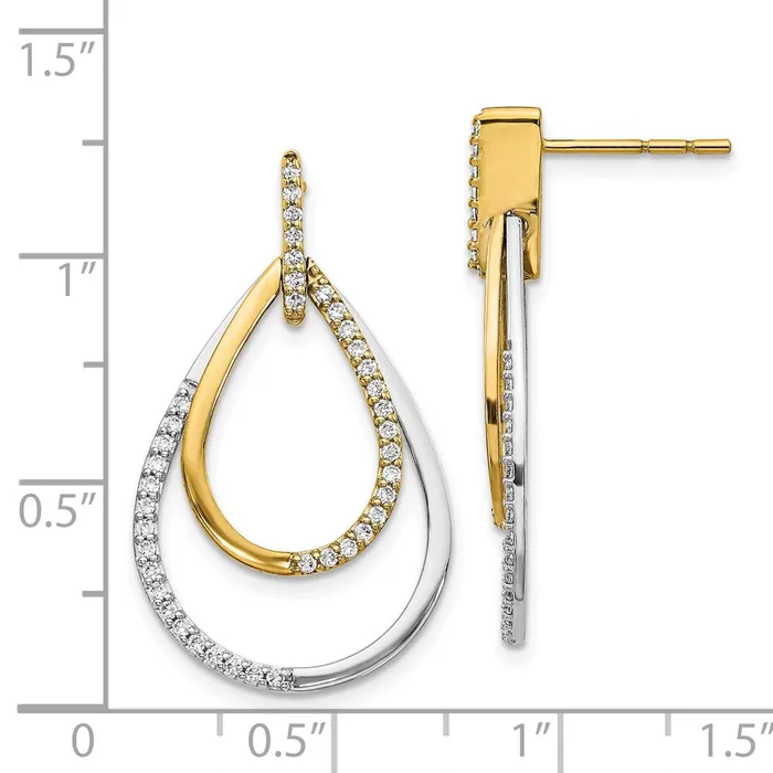 Earrings WB Choice Jewelry 14k Twotone Diamond Teardrop EarringsWBCEM3824050YWA Earrings WB Choice Jewelry 14k Twotone Diamond Teardrop EarringsWBCEM3824050YWA
