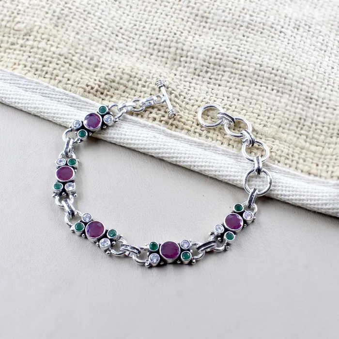 Indian Real Sterling Silver Cut Stone Oxidized Bracelet Gift For Girls Women Karizma Jewels Bracelets