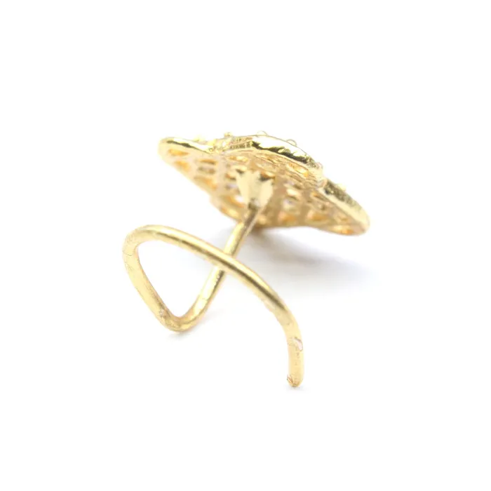 Karizma Jewels Rings Ethnic Square Floral Indian Style Nose ring White CZ Twisted Nose Stud 22g QD