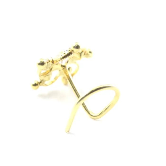 Karizma Jewels Rings Trendy Real Sterling Silver White CZ Women Twisted nose ring 22g