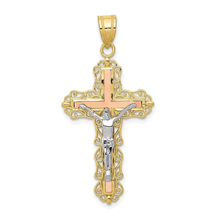 Necklaces 10K Tricolor Diamondcut Crucifix PendantWBC10D3645 WB Choice Jewelry Necklaces 10K Tricolor Diamondcut Crucifix PendantWBC10D3645 WB Choice Jewelry