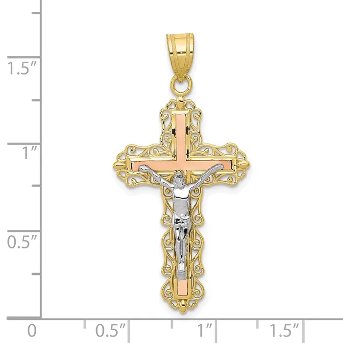 Necklaces 10K Tricolor Diamondcut Crucifix PendantWBC10D3645 WB Choice Jewelry Necklaces 10K Tricolor Diamondcut Crucifix PendantWBC10D3645 WB Choice Jewelry