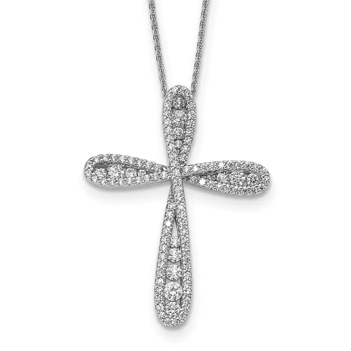 Necklaces Sterling Silver CZ Cross Chain Slide 16in w2in ext NecklaceWBCQG564616 WB Choice Jewelry Necklaces Sterling Silver CZ Cross Chain Slide 16in w2in ext NecklaceWBCQG564616 WB Choice Jewelry