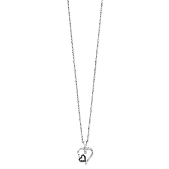 Necklaces WB Choice Jewelry Sterling Silver Black and White Diamond Heart Pendant NecklaceWBCQP2304 Necklaces WB Choice Jewelry Sterling Silver Black and White Diamond Heart Pendant NecklaceWBCQP2304