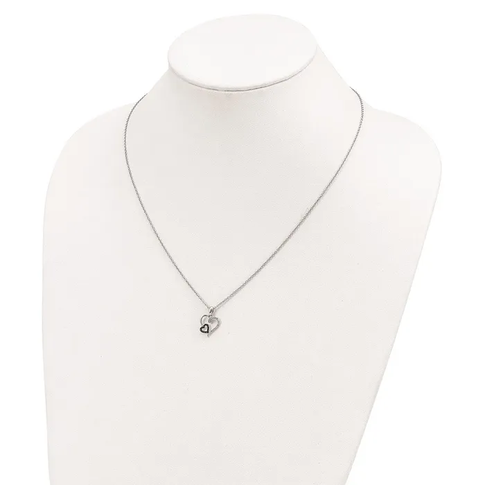 Necklaces WB Choice Jewelry Sterling Silver Black and White Diamond Heart Pendant NecklaceWBCQP2304 Necklaces WB Choice Jewelry Sterling Silver Black and White Diamond Heart Pendant NecklaceWBCQP2304