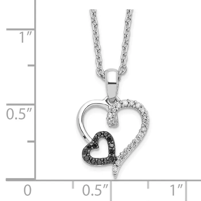 Necklaces WB Choice Jewelry Sterling Silver Black and White Diamond Heart Pendant NecklaceWBCQP2304 Necklaces WB Choice Jewelry Sterling Silver Black and White Diamond Heart Pendant NecklaceWBCQP2304
