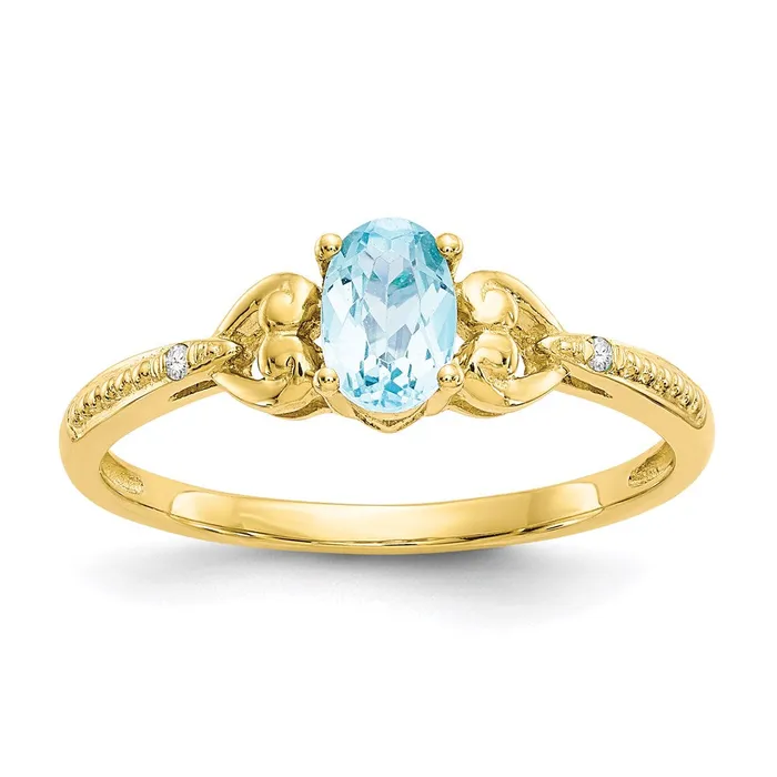 Rings WB Choice Jewelry 10K Light Swiss Blue Topaz and Diamond RingWBC10XB285 Rings WB Choice Jewelry 10K Light Swiss Blue Topaz and Diamond RingWBC10XB285