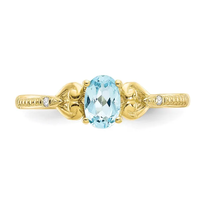 Rings WB Choice Jewelry 10K Light Swiss Blue Topaz and Diamond RingWBC10XB285