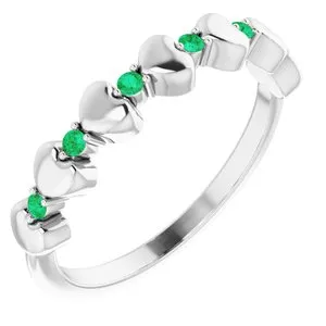 Rings WB Choice Jewelry 14K White Emerald Stackable Heart Ring 71999601PSTWBC Rings WB Choice Jewelry 14K White Emerald Stackable Heart Ring 71999601PSTWBC