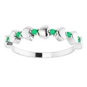Rings WB Choice Jewelry 14K White Emerald Stackable Heart Ring 71999601PSTWBC Rings WB Choice Jewelry 14K White Emerald Stackable Heart Ring 71999601PSTWBC