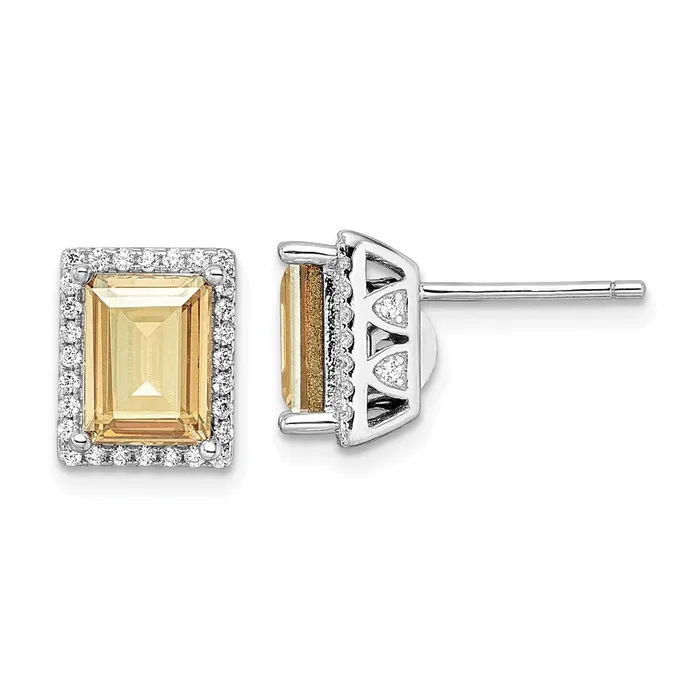 Sterling Silver Rhodiumplated CZ Yellow Swarovski Crystal Post EarringsWBCQE15749 WB Choice Jewelry Earrings Sterling Silver Rhodiumplated CZ Yellow Swarovski Crystal Post EarringsWBCQE15749 WB Choice Jewelry Earrings