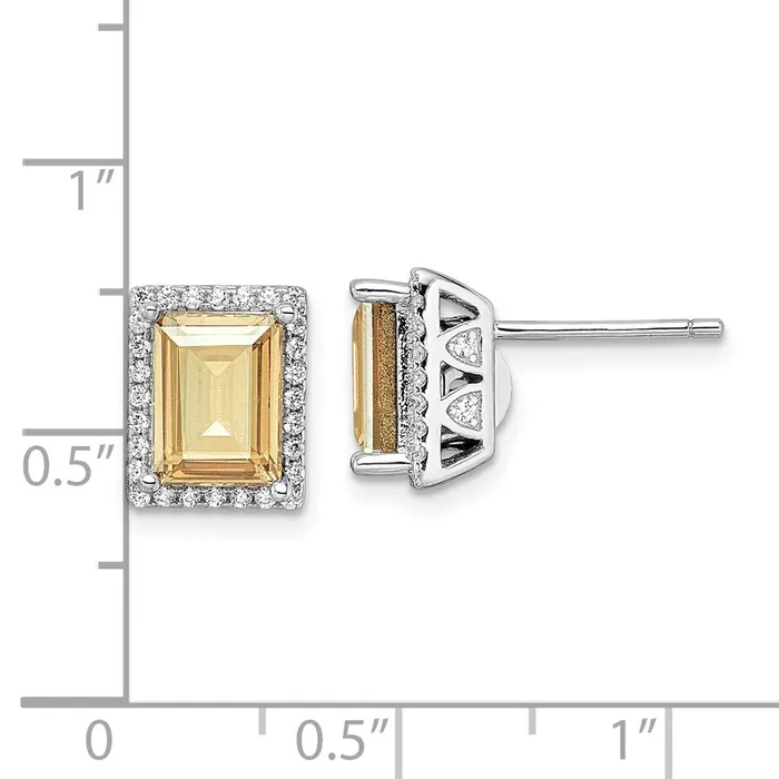 Sterling Silver Rhodiumplated CZ Yellow Swarovski Crystal Post EarringsWBCQE15749 WB Choice Jewelry Earrings Sterling Silver Rhodiumplated CZ Yellow Swarovski Crystal Post EarringsWBCQE15749 WB Choice Jewelry Earrings