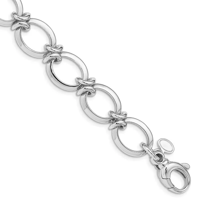 Sterling Silver Rhodium Plated Polished Fancy Link BraceletWBCQG48438 WB Choice Jewelry Bracelets Sterling Silver Rhodium Plated Polished Fancy Link BraceletWBCQG48438 WB Choice Jewelry Bracelets