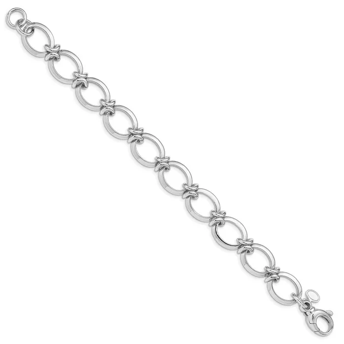 Sterling Silver Rhodium Plated Polished Fancy Link BraceletWBCQG48438 WB Choice Jewelry Bracelets Sterling Silver Rhodium Plated Polished Fancy Link BraceletWBCQG48438 WB Choice Jewelry Bracelets