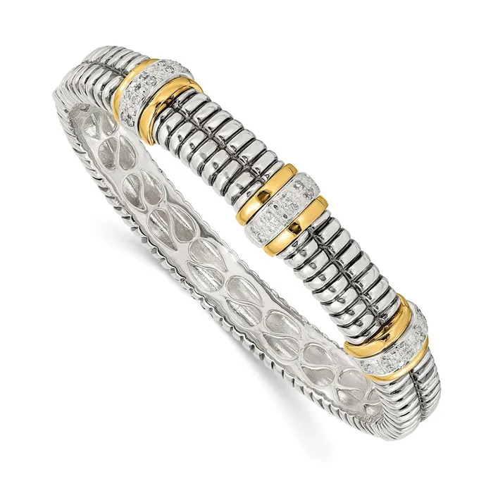 WB Choice Jewelry Bracelets SS w14k True Twotone 14ct Diamond Bangle BraceletWBCQTC114 WB Choice Jewelry Bracelets SS w14k True Twotone 14ct Diamond Bangle BraceletWBCQTC114