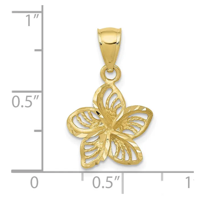 WB Choice Jewelry Charm Necklaces 10k Polished and DC Beaded Plumeria Flower CharmWBC10C4825 WB Choice Jewelry Charm Necklaces 10k Polished and DC Beaded Plumeria Flower CharmWBC10C4825