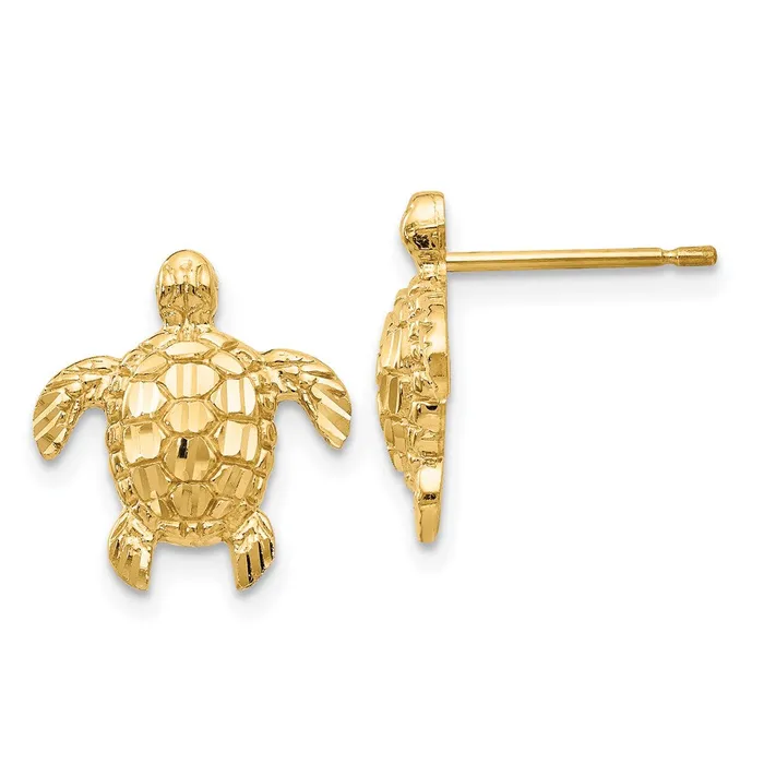 WB Choice Jewelry Earrings 14K Gold Polished Textured Sea Turtles Post EarringsWBCH1129 WB Choice Jewelry Earrings 14K Gold Polished Textured Sea Turtles Post EarringsWBCH1129