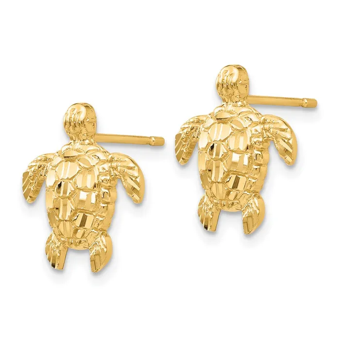 WB Choice Jewelry Earrings 14K Gold Polished Textured Sea Turtles Post EarringsWBCH1129 WB Choice Jewelry Earrings 14K Gold Polished Textured Sea Turtles Post EarringsWBCH1129