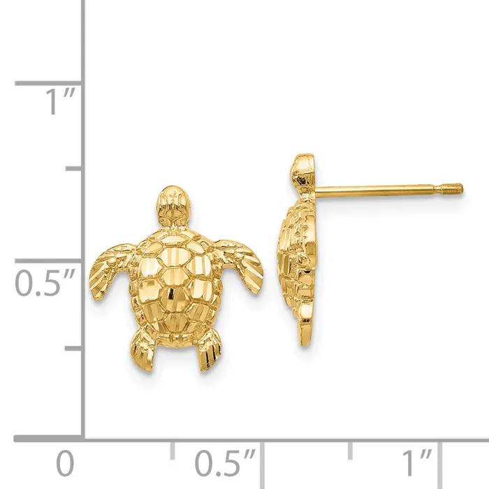 WB Choice Jewelry Earrings 14K Gold Polished Textured Sea Turtles Post EarringsWBCH1129 WB Choice Jewelry Earrings 14K Gold Polished Textured Sea Turtles Post EarringsWBCH1129