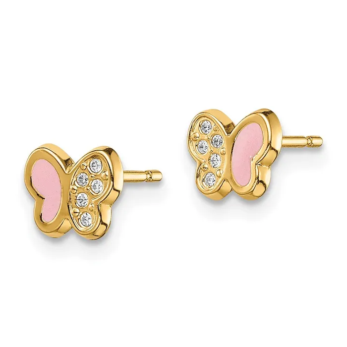 WB Choice Jewelry Earrings 14k Madi K CZ Pink Enamel Butterfly Post EarringsWBCGK1035 WB Choice Jewelry Earrings 14k Madi K CZ Pink Enamel Butterfly Post EarringsWBCGK1035
