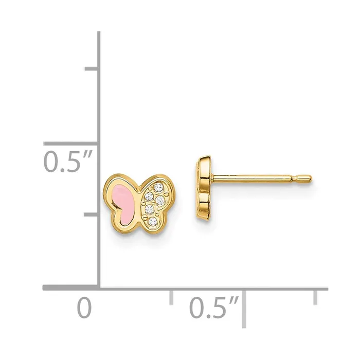 WB Choice Jewelry Earrings 14k Madi K CZ Pink Enamel Butterfly Post EarringsWBCGK1035 WB Choice Jewelry Earrings 14k Madi K CZ Pink Enamel Butterfly Post EarringsWBCGK1035