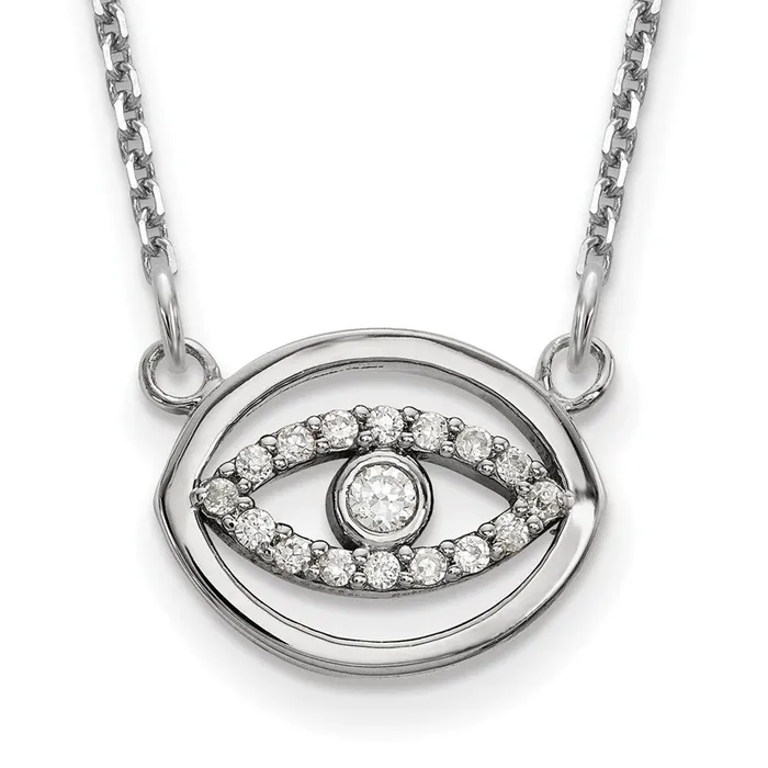 WB Choice Jewelry Necklaces 14k White Gold Small Necklace Diamond Gold Halo Evil EyeWBCXP5038WA WB Choice Jewelry Necklaces 14k White Gold Small Necklace Diamond Gold Halo Evil EyeWBCXP5038WA