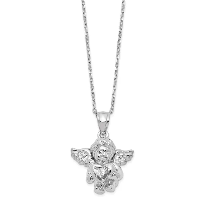 WB Choice Jewelry Necklaces Sterling Silver CZ April Birthstone Angel Ash Holder 18in NecklaceWBCQC9753APR18 WB Choice Jewelry Necklaces Sterling Silver CZ April Birthstone Angel Ash Holder 18in NecklaceWBCQC9753APR18