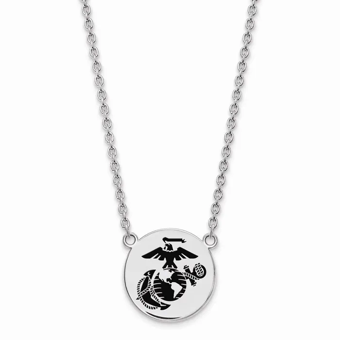 WB Choice Jewelry Necklaces Sterling Silver RhPlat US Marine Corps Epoxied Split Chain Disc PendantWBCSS030USMC18 WB Choice Jewelry Necklaces Sterling Silver RhPlat US Marine Corps Epoxied Split Chain Disc PendantWBCSS030USMC18