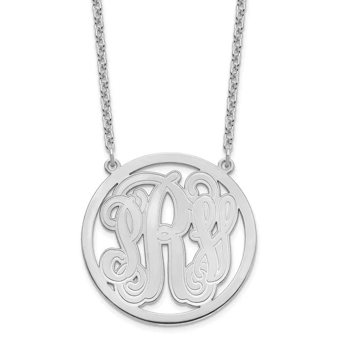 WB Choice Jewelry Necklaces Sterling silverRhodiumplated Large Etched Monogram Circle NecklaceWBCXNA565SS WB Choice Jewelry Necklaces Sterling silverRhodiumplated Large Etched Monogram Circle NecklaceWBCXNA565SS
