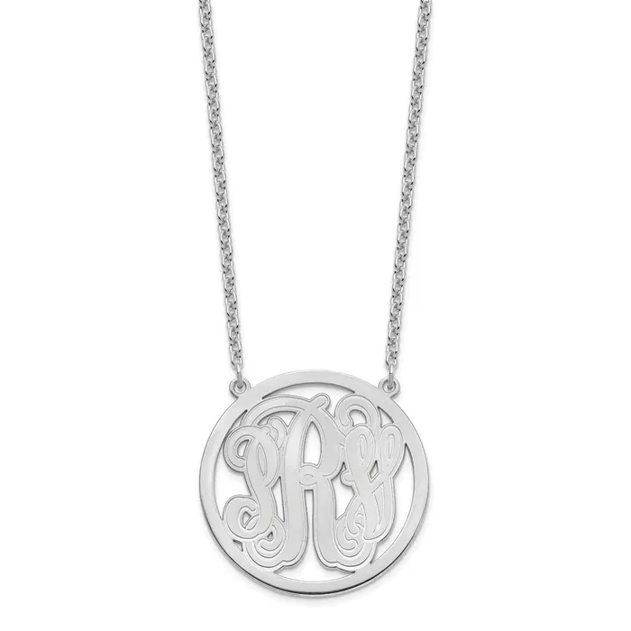 WB Choice Jewelry Necklaces Sterling silverRhodiumplated Large Etched Monogram Circle NecklaceWBCXNA565SS WB Choice Jewelry Necklaces Sterling silverRhodiumplated Large Etched Monogram Circle NecklaceWBCXNA565SS