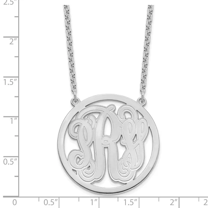 WB Choice Jewelry Necklaces Sterling silverRhodiumplated Large Etched Monogram Circle NecklaceWBCXNA565SS WB Choice Jewelry Necklaces Sterling silverRhodiumplated Large Etched Monogram Circle NecklaceWBCXNA565SS