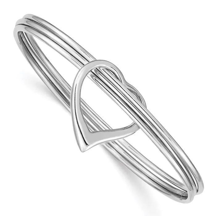 WB Choice Jewelry Rings Sterling Silver Rhodiumplated Polished 3 Piece Heart Slip On BangleWBCQB1076 WB Choice Jewelry Rings Sterling Silver Rhodiumplated Polished 3 Piece Heart Slip On BangleWBCQB1076