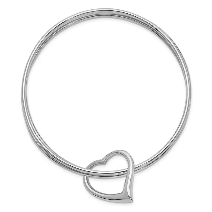 WB Choice Jewelry Rings Sterling Silver Rhodiumplated Polished 3 Piece Heart Slip On BangleWBCQB1076 WB Choice Jewelry Rings Sterling Silver Rhodiumplated Polished 3 Piece Heart Slip On BangleWBCQB1076