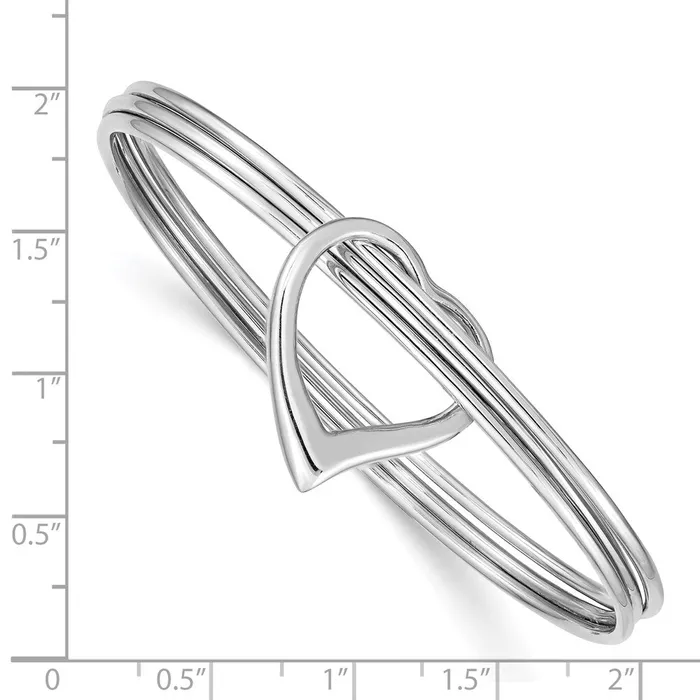 WB Choice Jewelry Rings Sterling Silver Rhodiumplated Polished 3 Piece Heart Slip On BangleWBCQB1076 WB Choice Jewelry Rings Sterling Silver Rhodiumplated Polished 3 Piece Heart Slip On BangleWBCQB1076