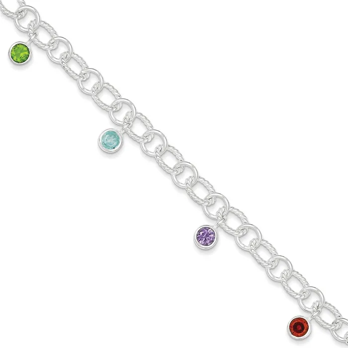 WB Choice Jewelry Sterling Silver Imitation Stone Link BraceletWBCQG15258 Bracelets WB Choice Jewelry Sterling Silver Imitation Stone Link BraceletWBCQG15258 Bracelets