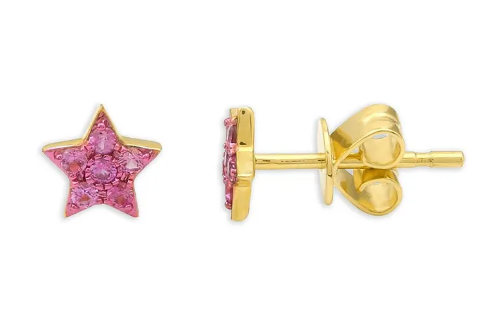 Albert Hern Earrings Earrings 14kt Gold Stars Gemstones Color Rhodium