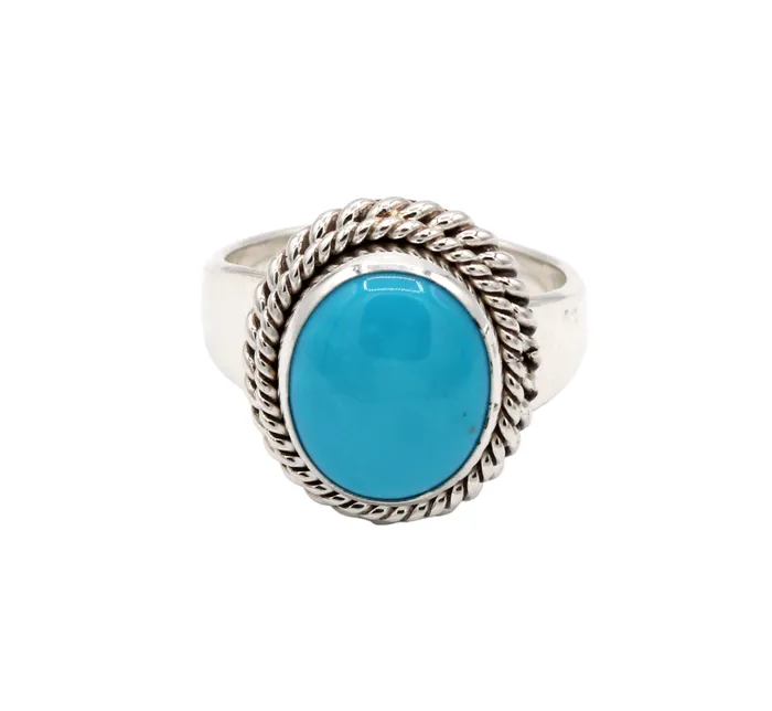 Artie Yellowhorse Oval Kingman Ring Rings