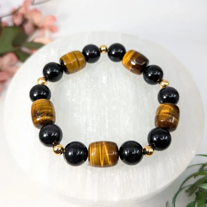 Bliss Crystals Bracelets Tigers Eye 8 Rainbow Obsidian Bracelet LV7925
