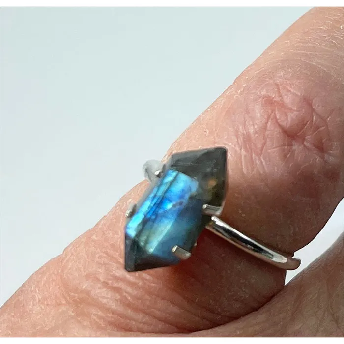 Bliss Crystals Labradorite Double Terminated Ring 925 Sterling Silver Sizes 410 SK6903 Rings