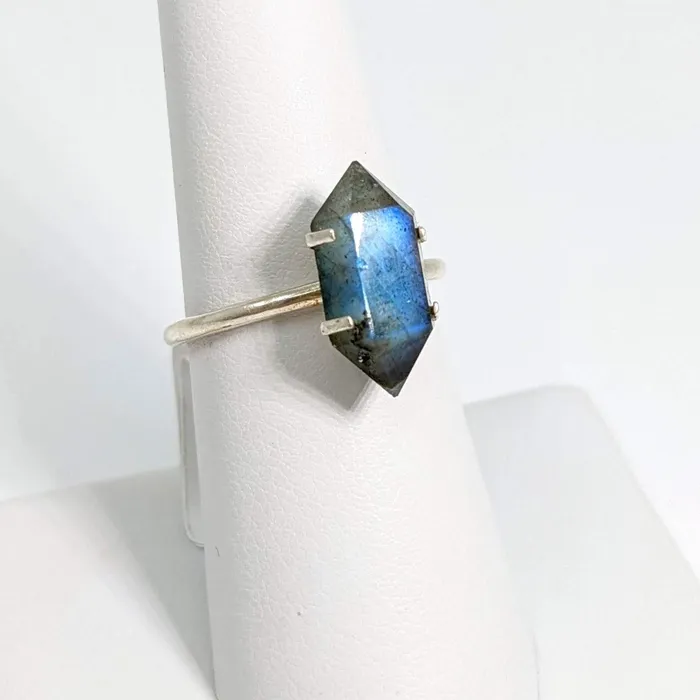 Bliss Crystals Labradorite Double Terminated Ring 925 Sterling Silver Sizes 410 SK6903 Rings