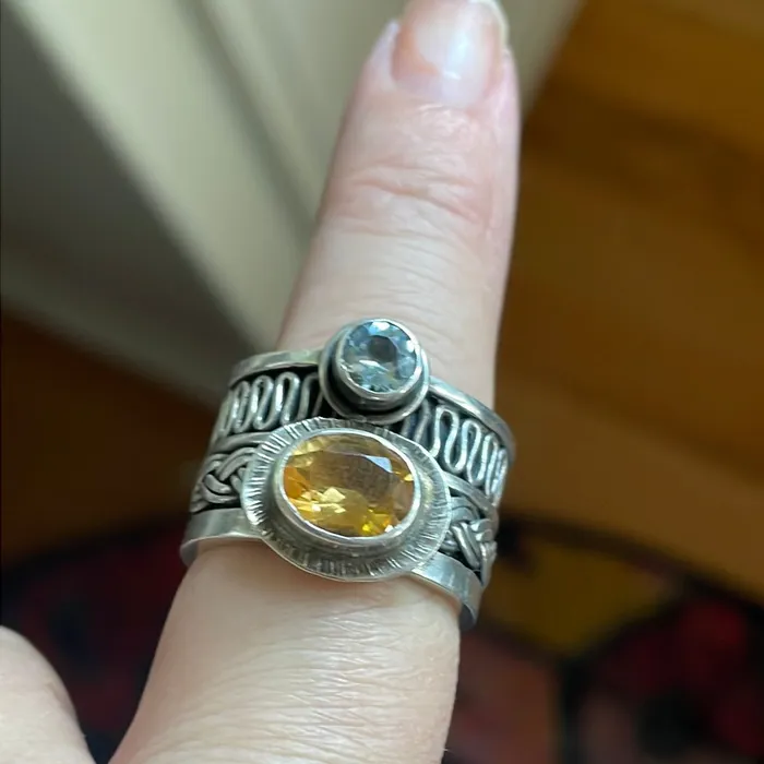 Citrine Topaz Ring Sterling Silver Vintage Vintage Paris Jewelry Rings