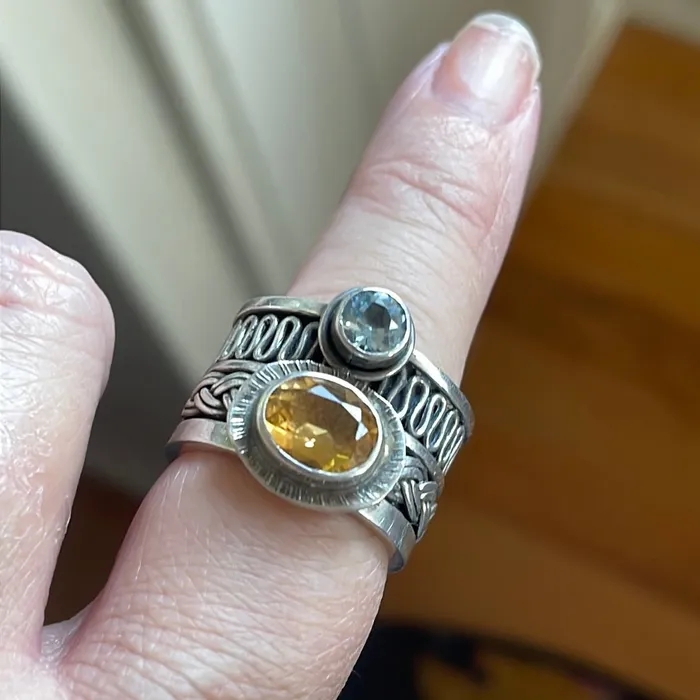 Citrine Topaz Ring Sterling Silver Vintage Vintage Paris Jewelry Rings