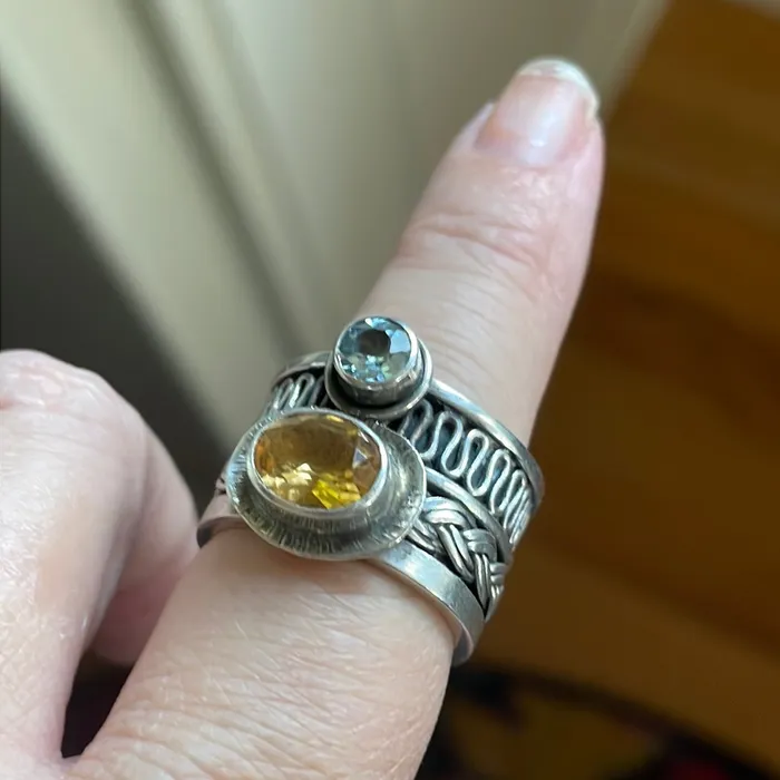 Citrine Topaz Ring Sterling Silver Vintage Vintage Paris Jewelry Rings