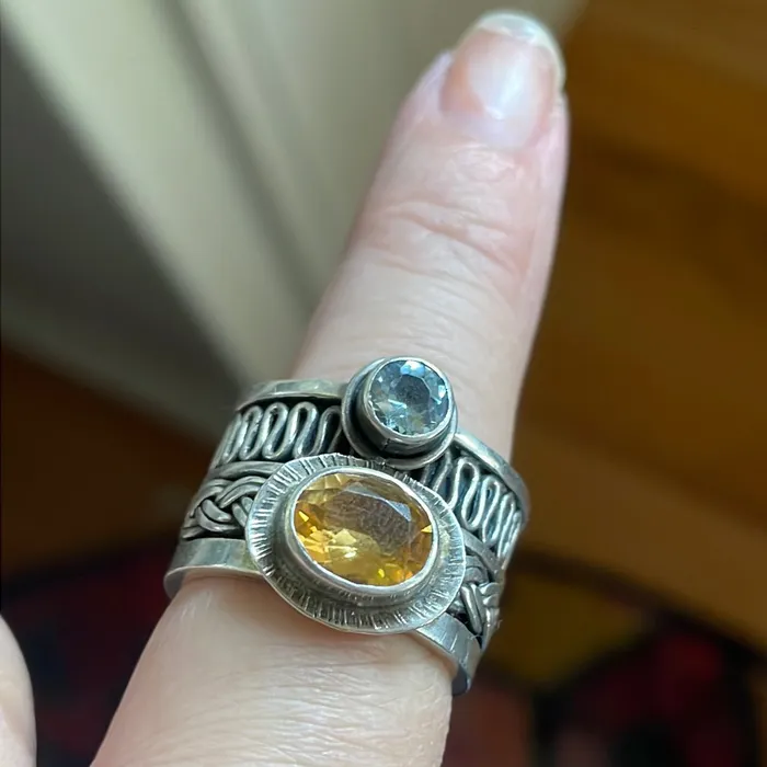 Citrine Topaz Ring Sterling Silver Vintage Vintage Paris Jewelry Rings