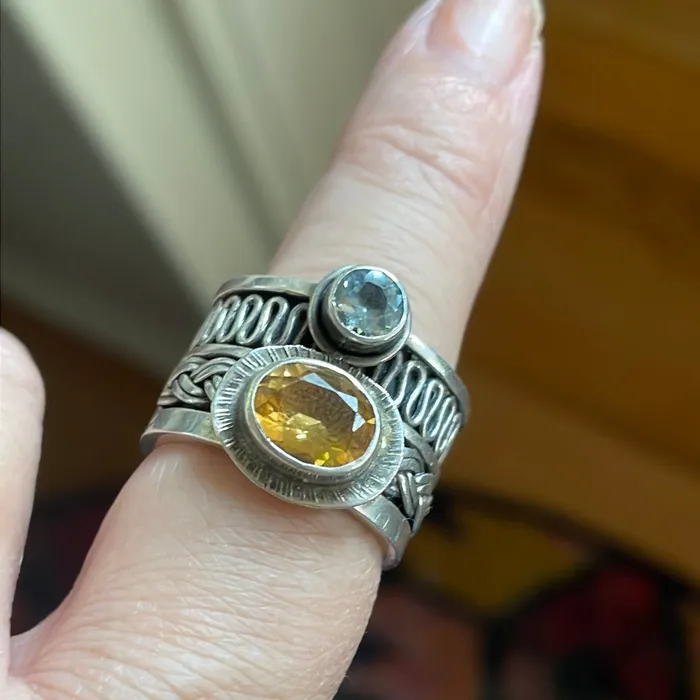 Citrine Topaz Ring Sterling Silver Vintage Vintage Paris Jewelry Rings