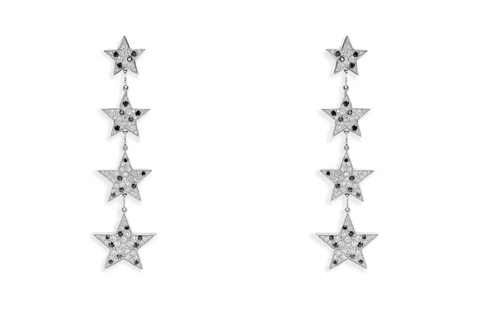 Earrings Albert Hern Earrings 18kt Gold Inline Stars Diamonds Drop