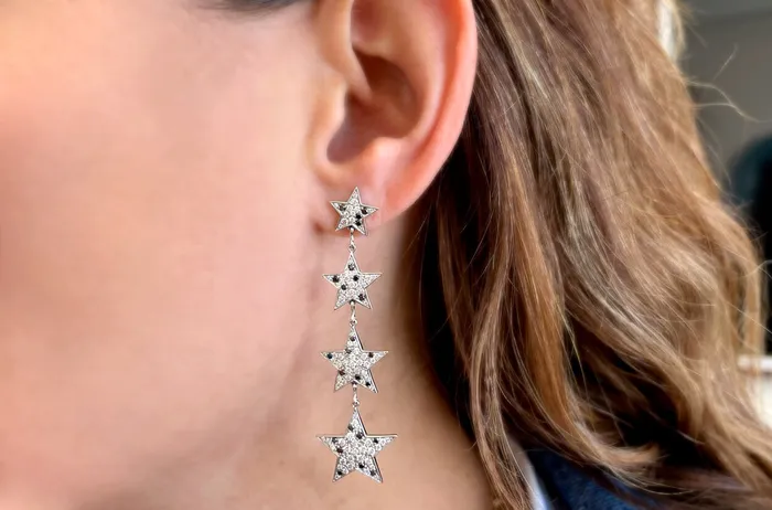 Earrings Albert Hern Earrings 18kt Gold Inline Stars Diamonds Drop Earrings Albert Hern Earrings 18kt Gold Inline Stars Diamonds Drop