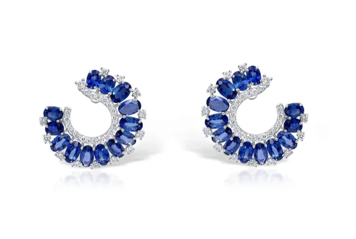 Earrings Albert Hern Earrings 18kt Gold LookAtMe Sapphire Diamonds