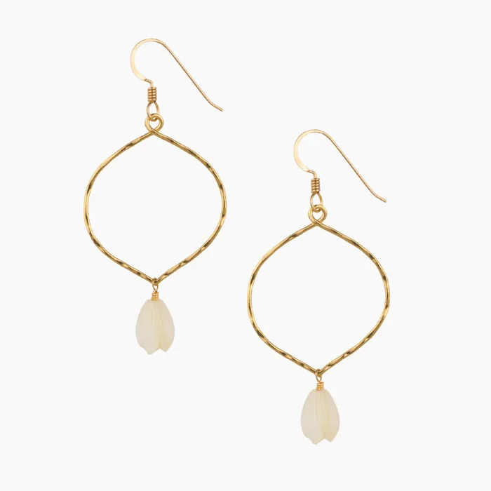 Earrings Lotus White Pikake Earrings misha hawaii