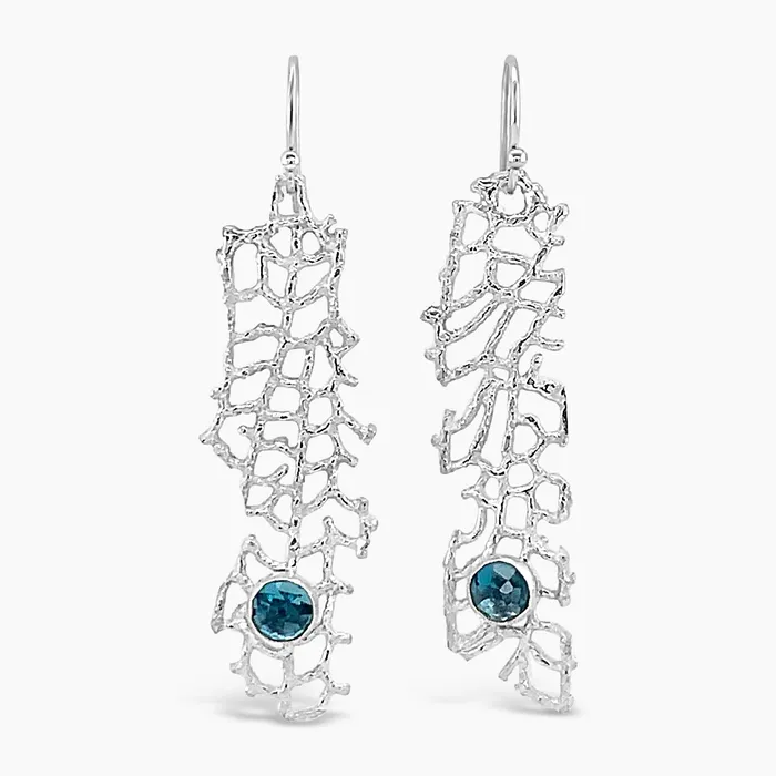 Earrings Shannon Russell Jewelry London Blue Topaz Fan Coral Earrings